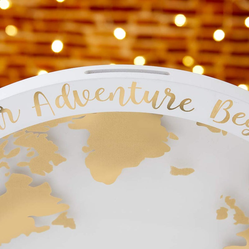 Kate Aspen Wedding Guest Book Alternative - Our Adventure Begins Globe Frame Keepsake (22101NA), Black - Image 4